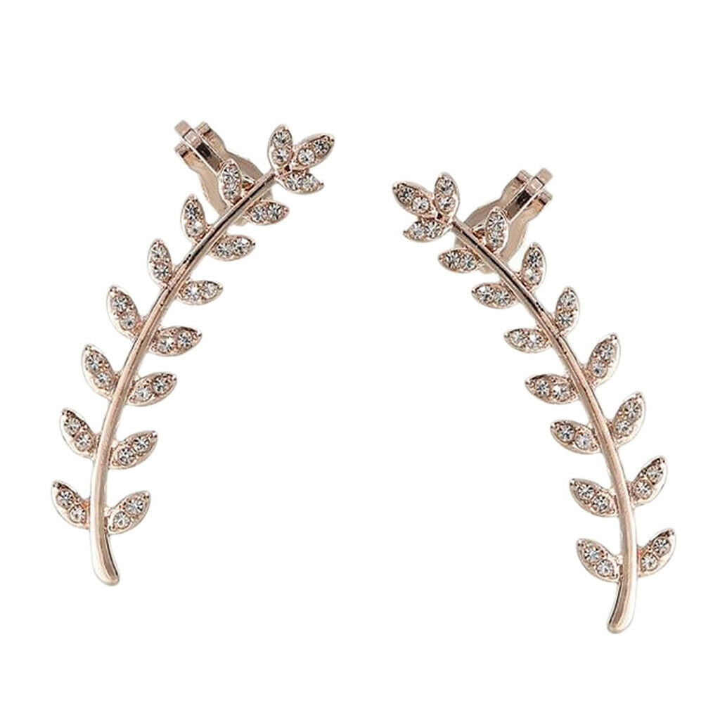 4x Chic Crystal Leaf Twig Ear Climber Crawler Wedding Cuff Earrings Casual