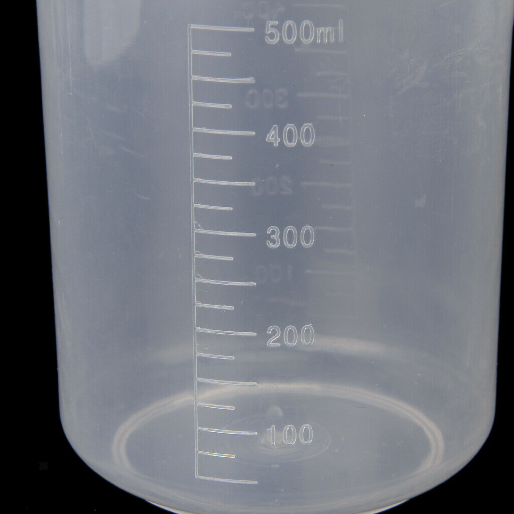 2x Kitchen Laboratory Lab Plastic 500ml Beaker Graduated Volumetric Measuring