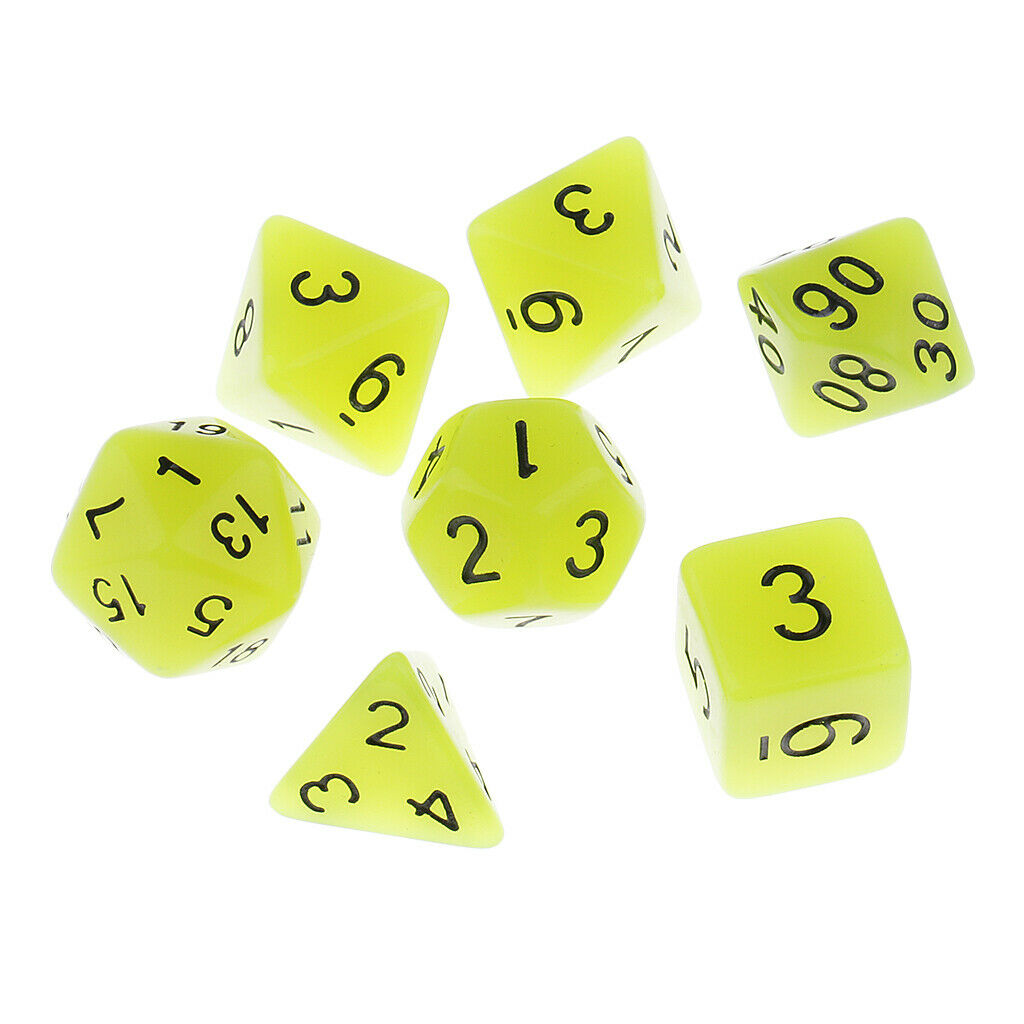 14 Pieces Multi-sided Dice Glow in the Dark for Party Bar Game Accessory