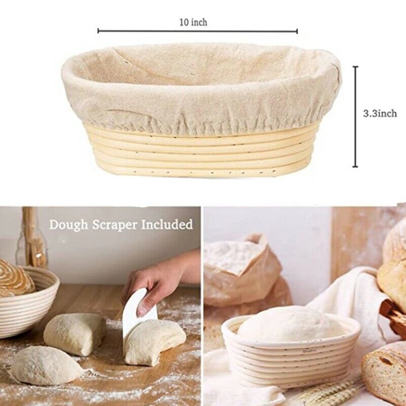 10 Inch Oval Shaped Bread Banneton Proofing Basket - Baking Dough Bowl Gifts fZ4