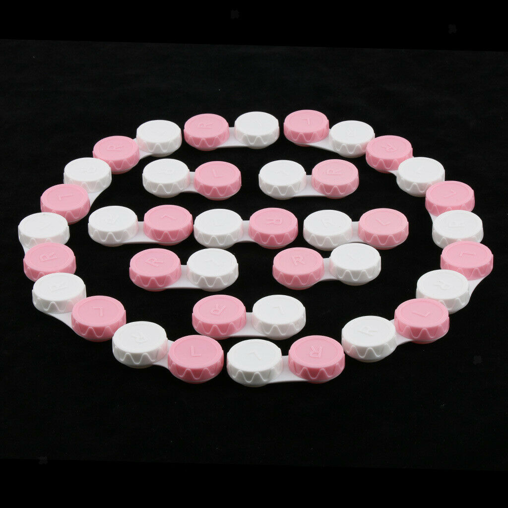 20 Pieces Mini Contact Lens Box Travel Lenses Cases Container Holders Pink