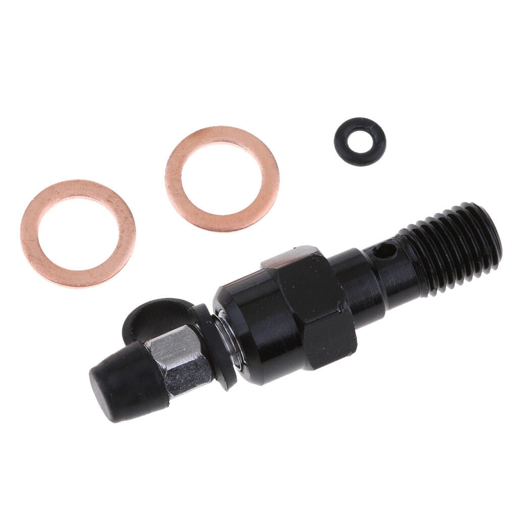 Single Black CNC Banjo Bolt M10 x 1.25 with Bleed Nipple Screw Valve
