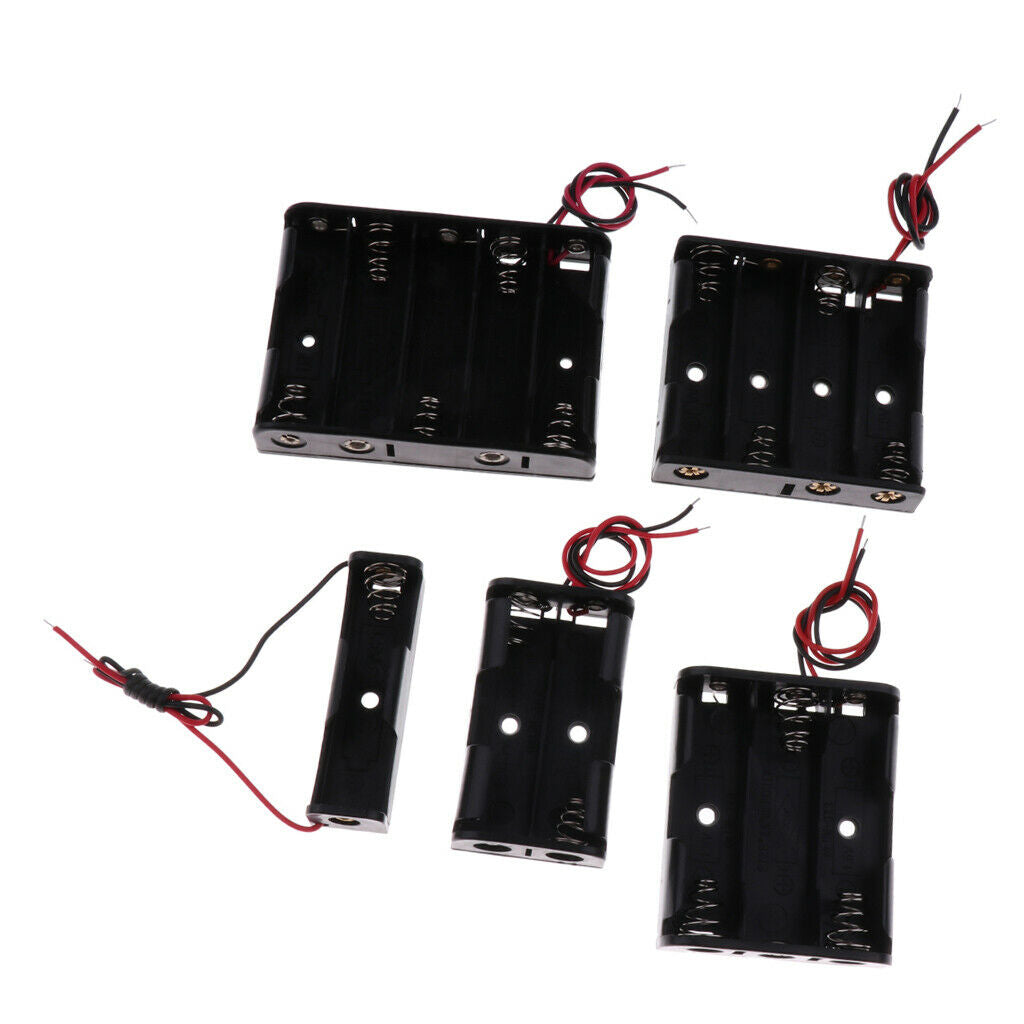 Box of 10 Black Battery Holder Packs with Cables That Can Hold AA Battery
