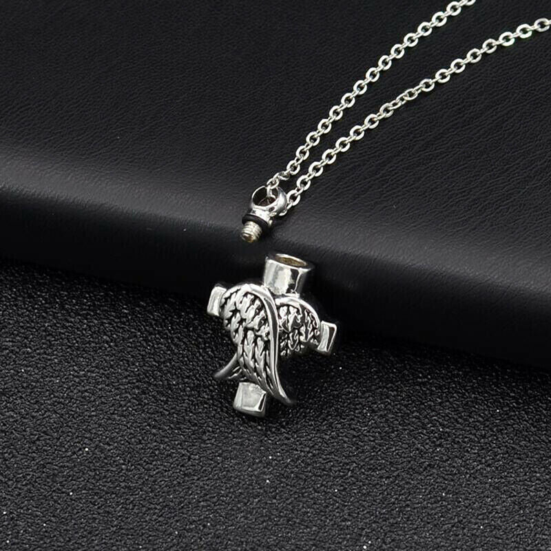 Angel Wings Memorial Necklace Urn Keepsake Necklace For Ashes Cremation J.l8