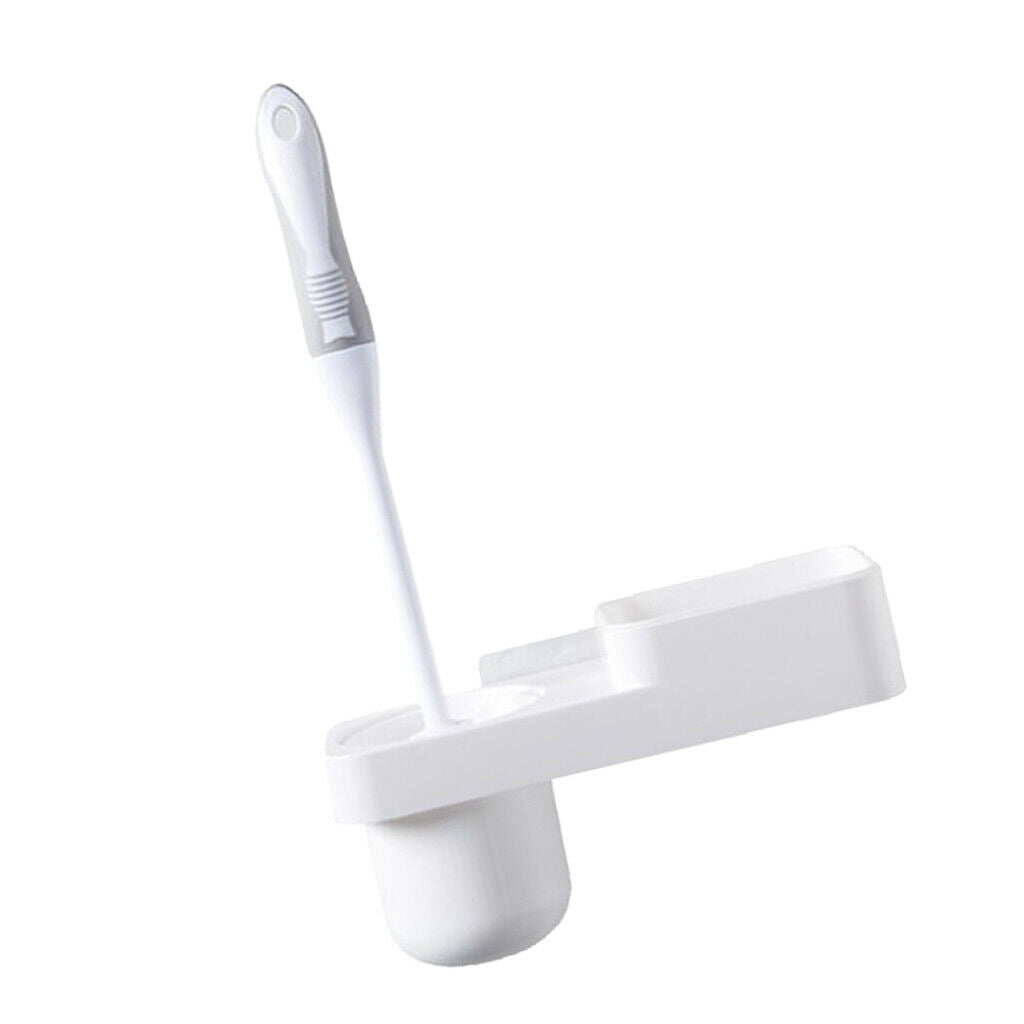 Wall Mounted Toilet WC Washroom Brush Set with Holder Cleaning Tool White