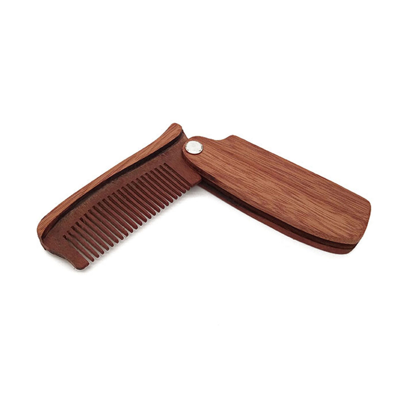 Anti-Static Sandalwood Wooden Folding Beard Mustache Comb Hair Brush Wide Tooth