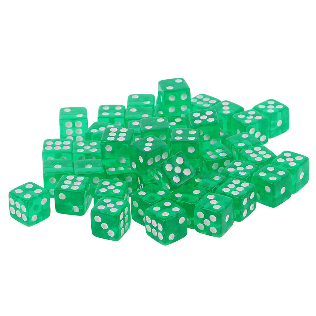 50X 6 Sided Dice D6 Polyhedral Dice 12mm for