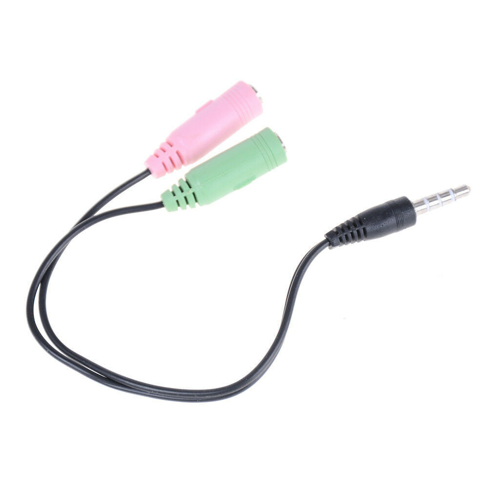 3.5mm Stereo Headphone Microphone Audio Y SplitterCable Adapter Plug Jack.l8