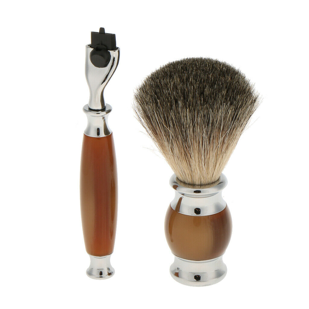 Men Barber Shaving Brush Beard Shave Safety Razor Handle Set with Box #3