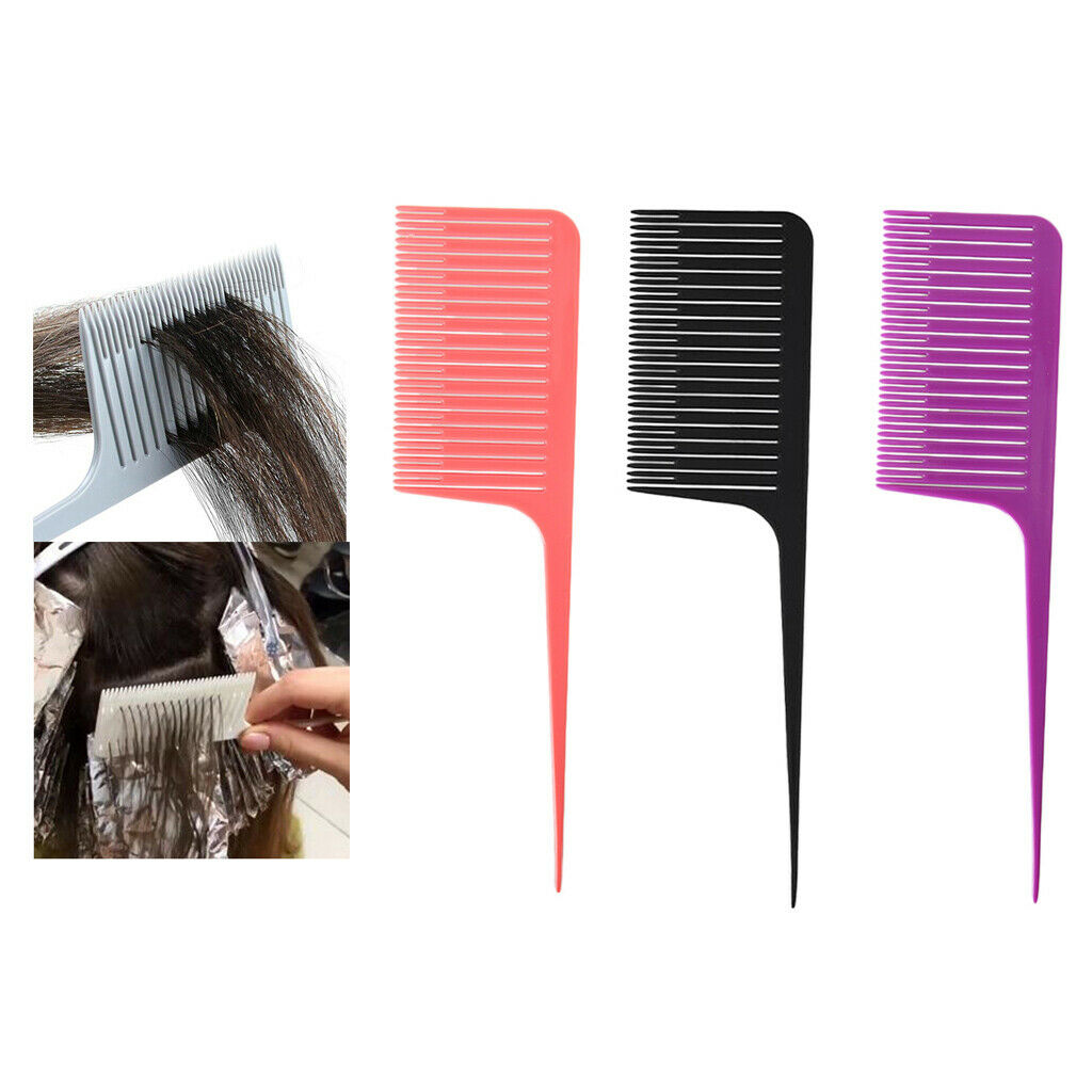 3Pcs Heat-resistant Highlight Hair Combs Rat Tail Tapered Styling Dye Comb