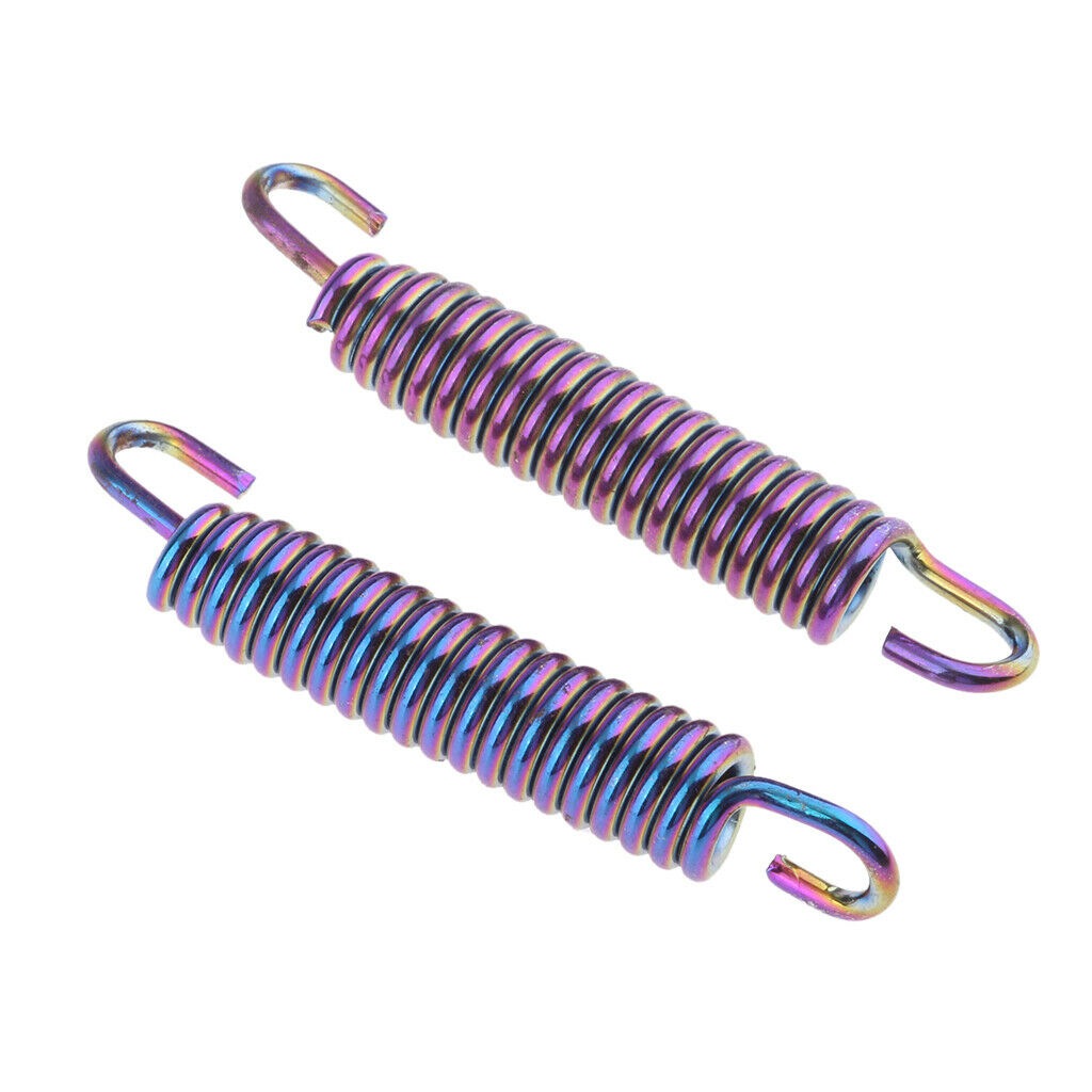 2Pcs 65mm Motorcycle Stainless Steel Exhaust Pipe Muffler Spring Hook Purple