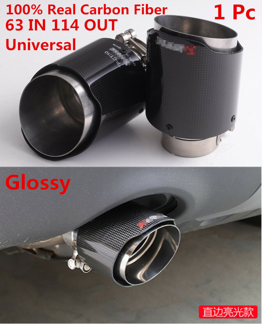 100% Real Carbon Fiber Exhaust Tips 63mm Inlet/114mm outlet Car Muffler Pipe 1X