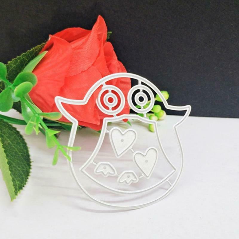 Hollow Out Penuins Heart Metal Cutting Dies Stencil DIY Scrapbooking Template