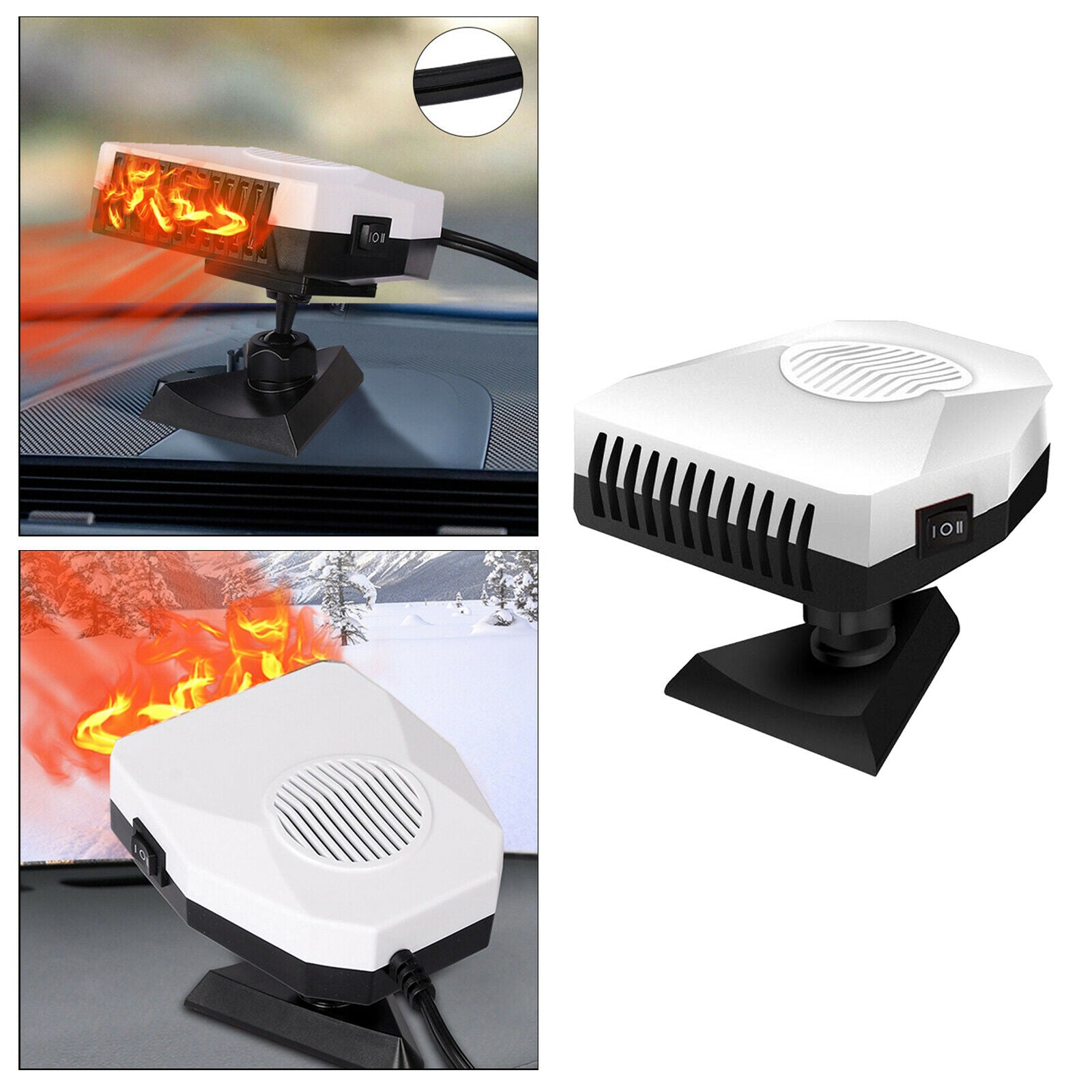 Plug In 150W Truck Auto Car Heater Heating Fan Defogger Demister White