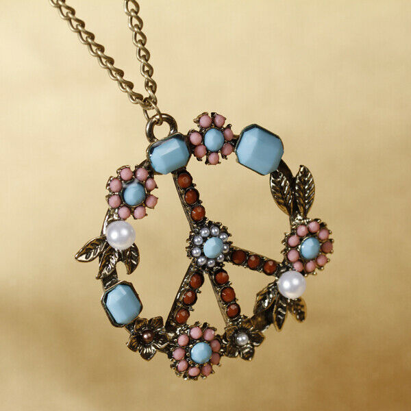 Pendant Necklace Color Cute Beads Flower Symbol Peace Novel Exotic Necklace