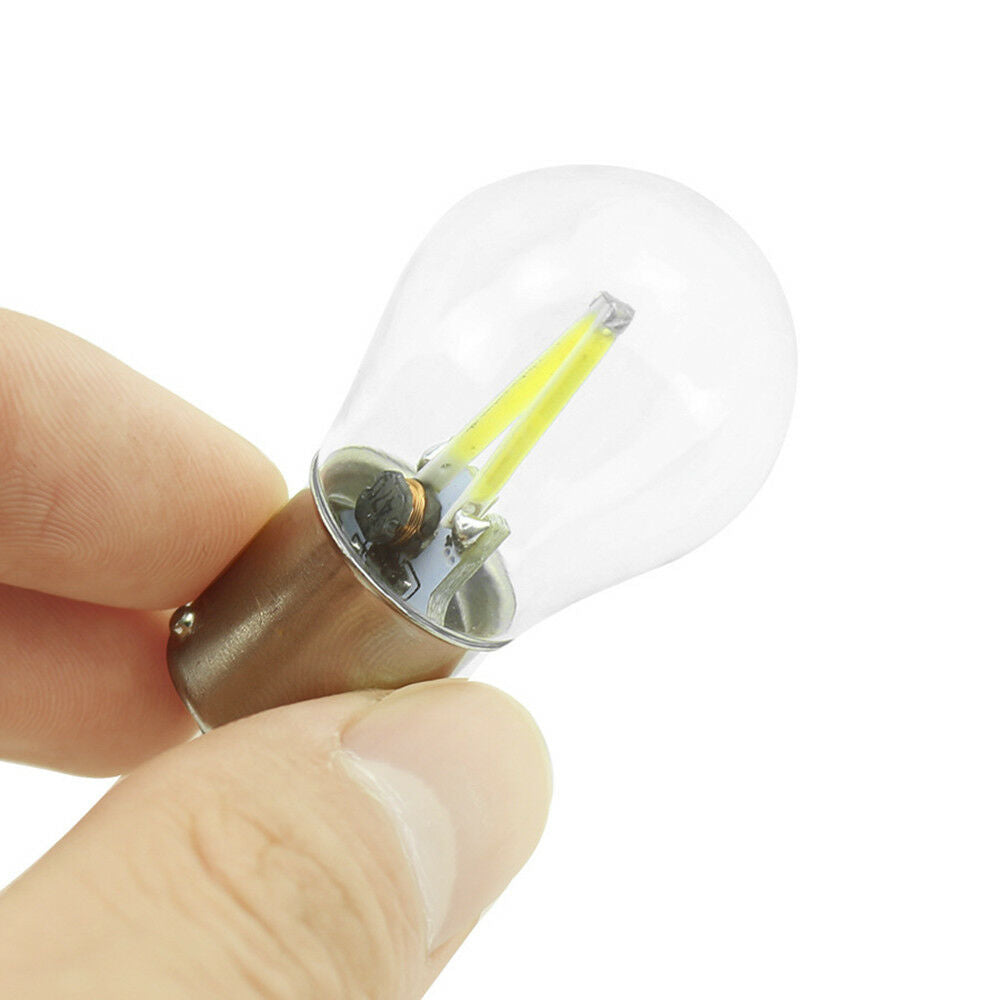 2Pcs 1156 BA15S P21W COB White LED Turn Signal Reverse Light Lamp Bulbs DC 12V