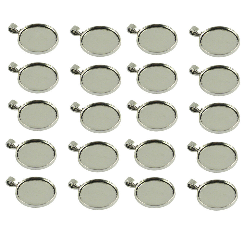 20pcs Sliver Blank Jewelry Making Bezel Tray Cabochon Setting Base DIY Charm