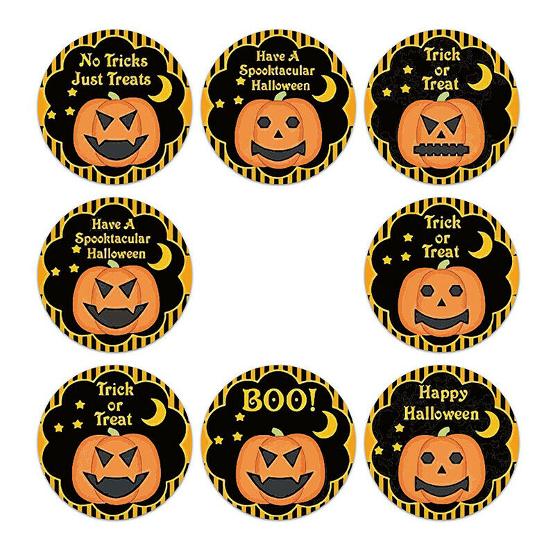 500Pcs/Roll Halloween Pumpkin Decor Labels Seal Stickers DIY Gift Paper S.l8