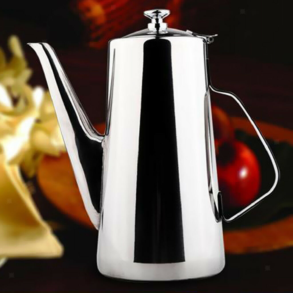 2L Stainless Steel Tea pot Coffee Kitchen Flip Lid Handle Teapot Jug #1