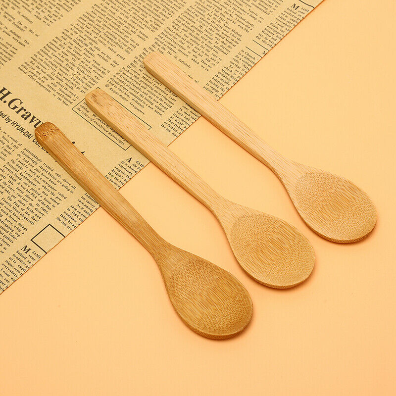 Wooden Round Bamboo Spoon Soup Tea Coffee Salt Spoon Jam Scoop Kitchen To.l8