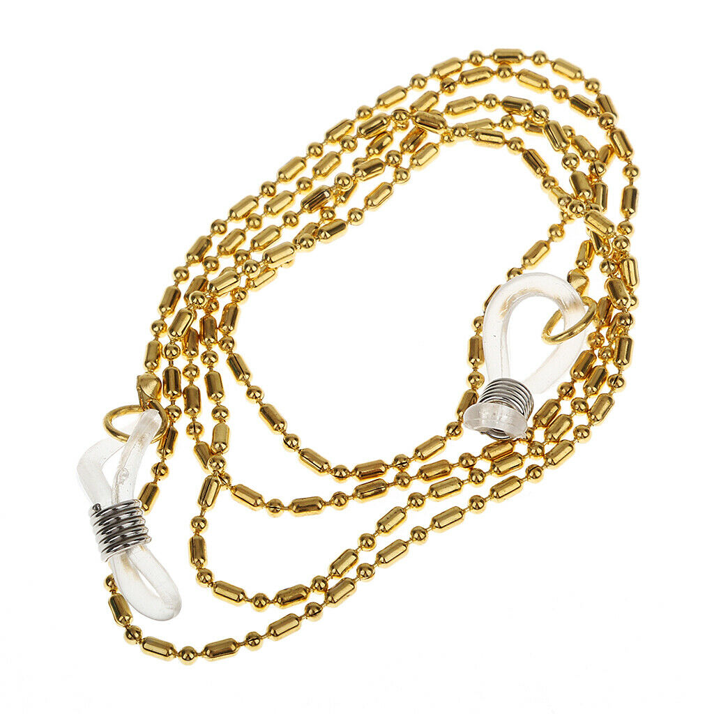 2 Pieces 60cm Eyeglasses Chain Cord, Metal Beads Necklace Sunglass Neck Strap