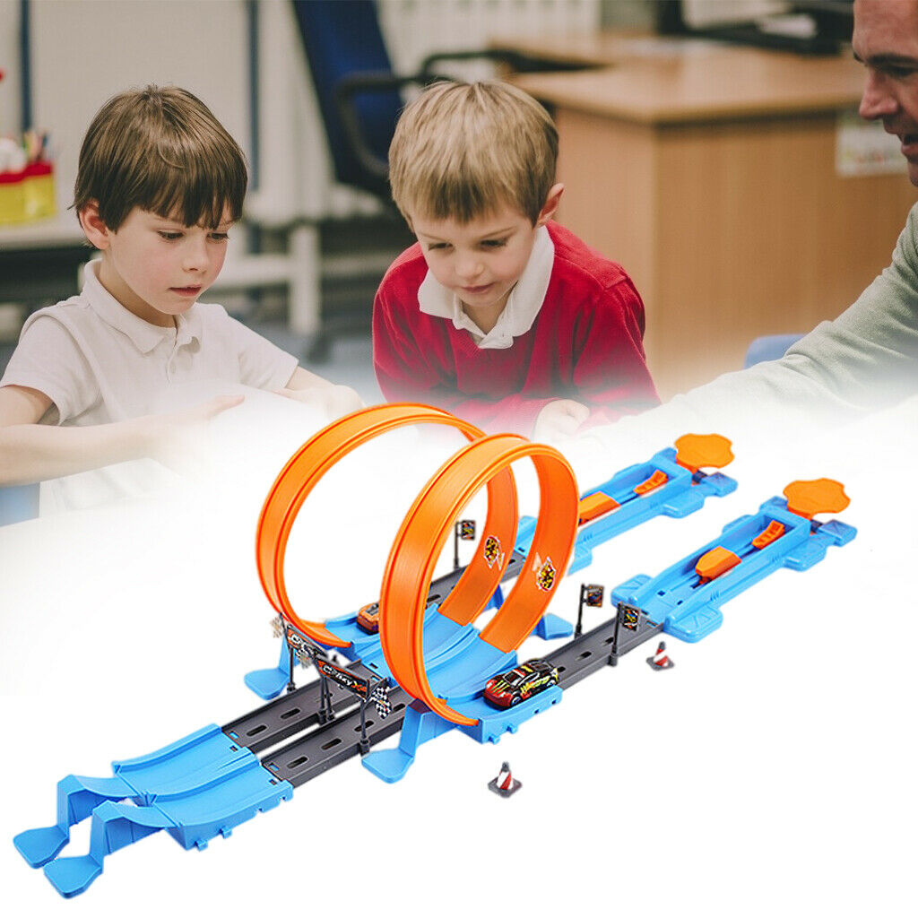 Stunt Car Racing Track DIY Assembled Rail Kits Educational Family 40pcs A