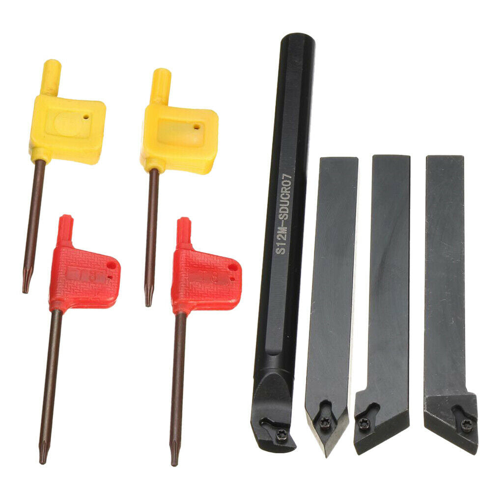 Set of 4pcs 12mm CNC Lathe Turning Tool Holder Boring Bar Set with Wrench