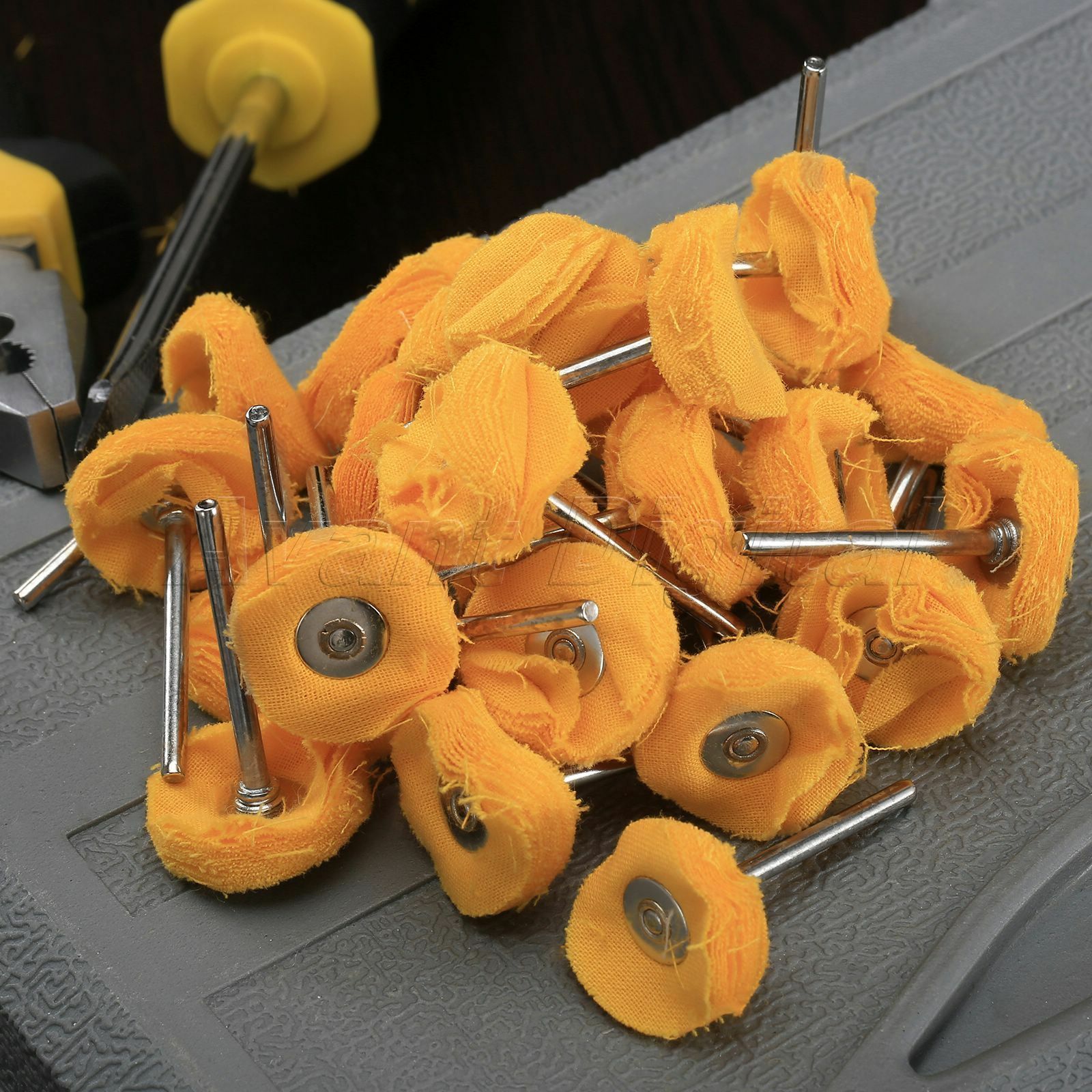 10Pcs Polishing Yellow Cloth Round Wheel 25mm Brushes for Power Rotary Craft