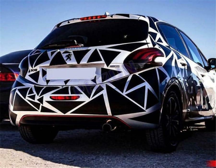 200 x 60cm Car Truck Body Stickers Decals Glossy Black Triangles Look Waterproof
