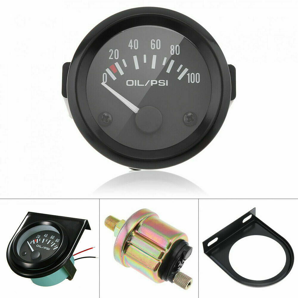 2'' 52mm LED Pointer 0~100 PSI Oil Pressure Gauge Fuel Press Meter with Sensor