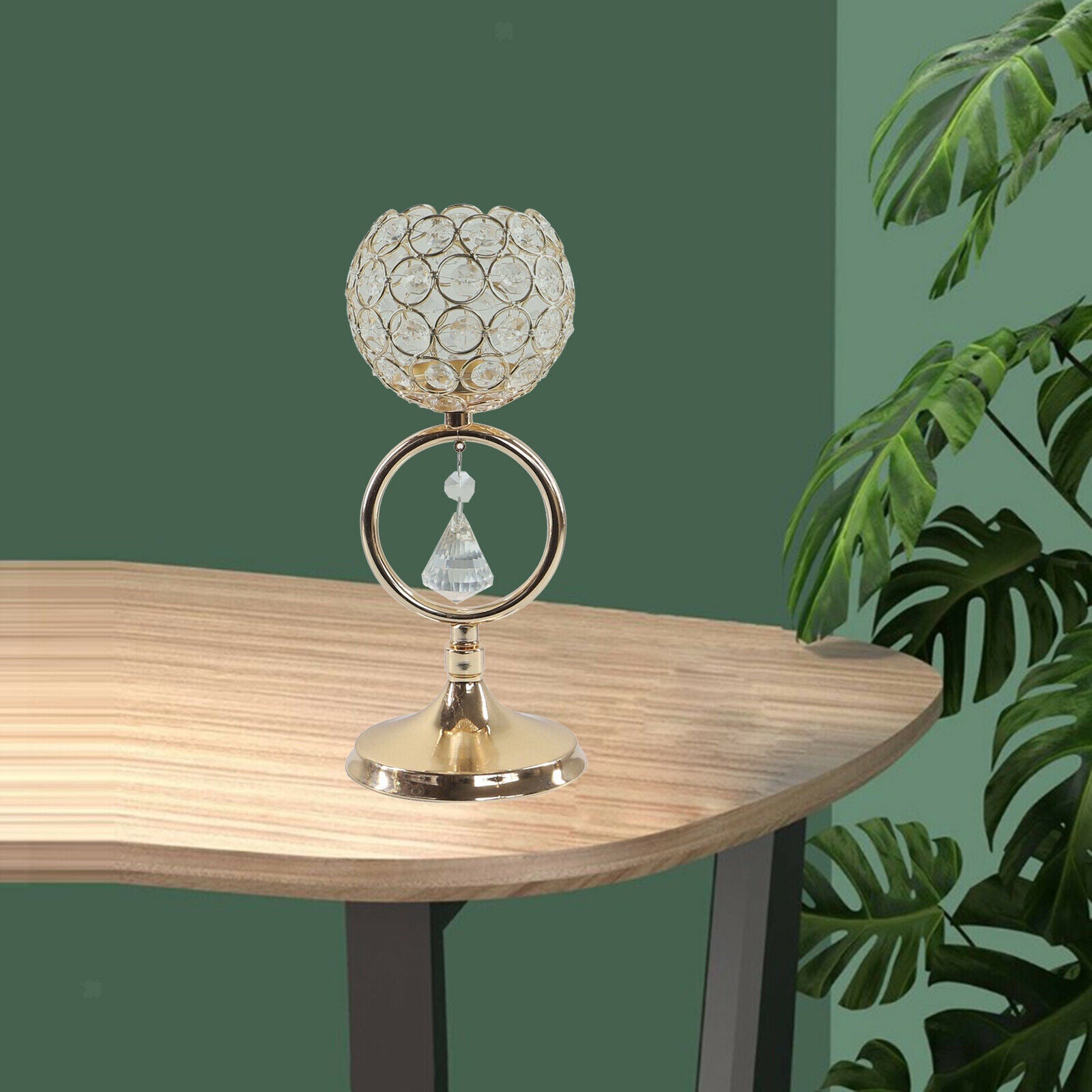 Modern Crystal Tea Light Candle Holder Pillar Candlestick for Home Decor