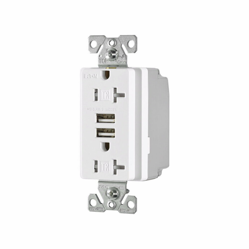 1pcs - EATON TR7756W 20A 125V NEMA 5-20R USB 3.1A 5V charger with receptacle