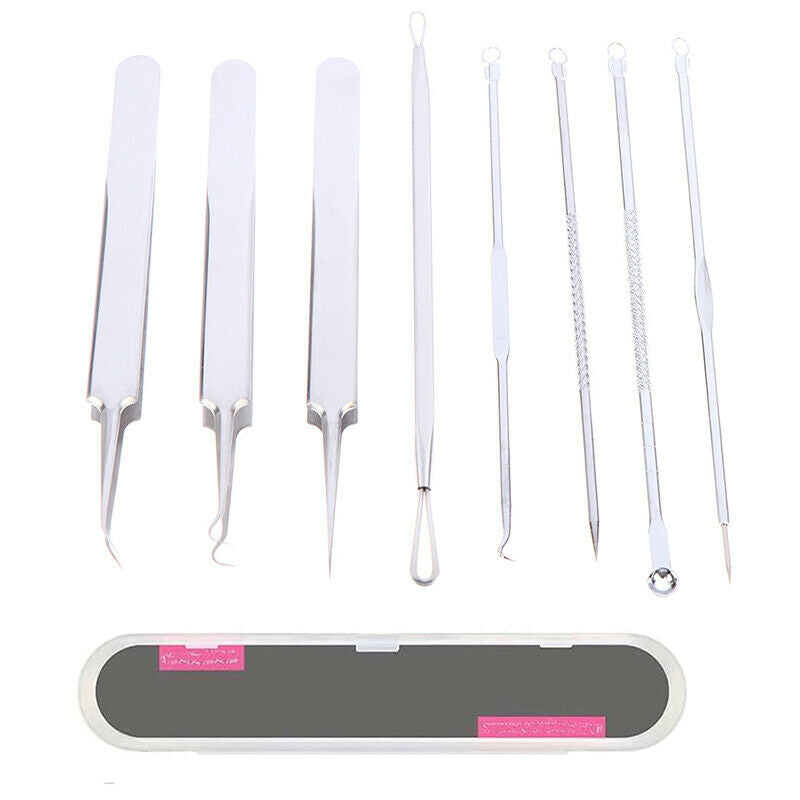 8Pcs Acne Pin Pimple Extractor Pin Stainless Steel Blackhead Remover Too.l8