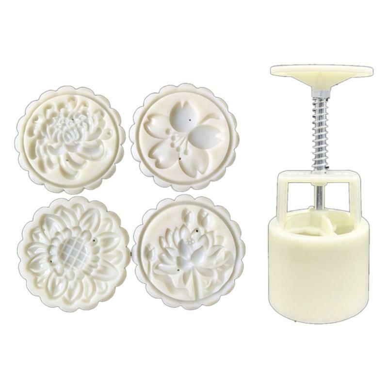 4 Sunflower Stamps 75g Mooncake Mold Cookie Cutter Hand Press Green Bean DIY