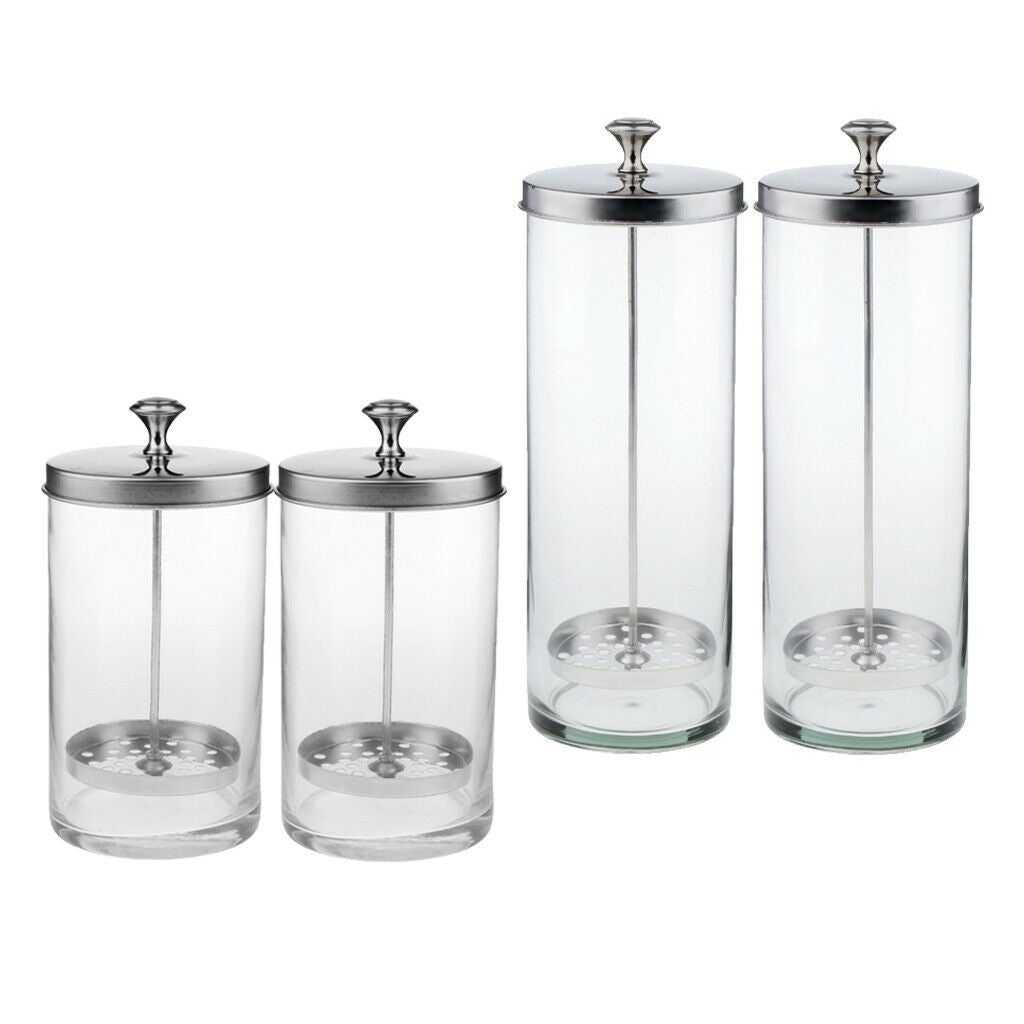 4Pcs Empty Glass Sanitizing Disinfectant Jar Bottle For Nipper Cutter Tools