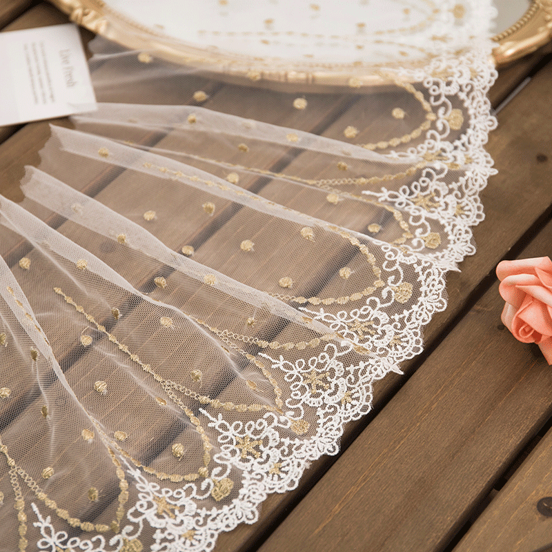 1M Floral Lace Trim Organza Tulle Fabric Ribbon Sew Wedding Dress Curtain Modern