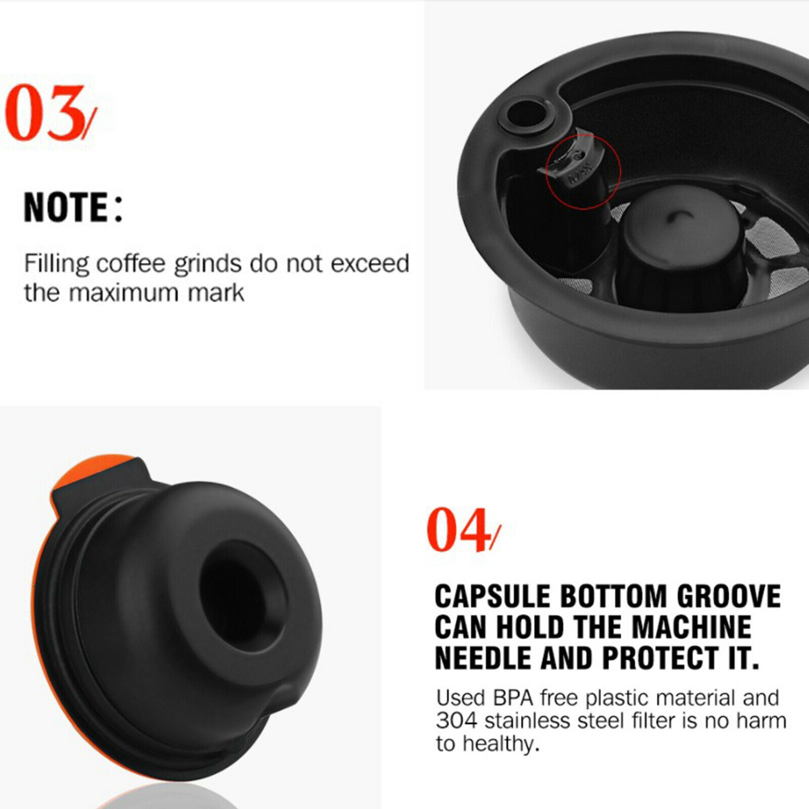 2 pieces Reusable PP Coffee Capsule Pod Slicone Lid with Spoon for