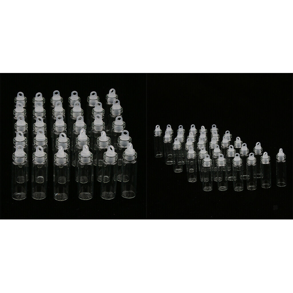 60Pcs 1+2ml Small Glass Bottle with Stopper Tiny Vials Wishing Lucky Jars
