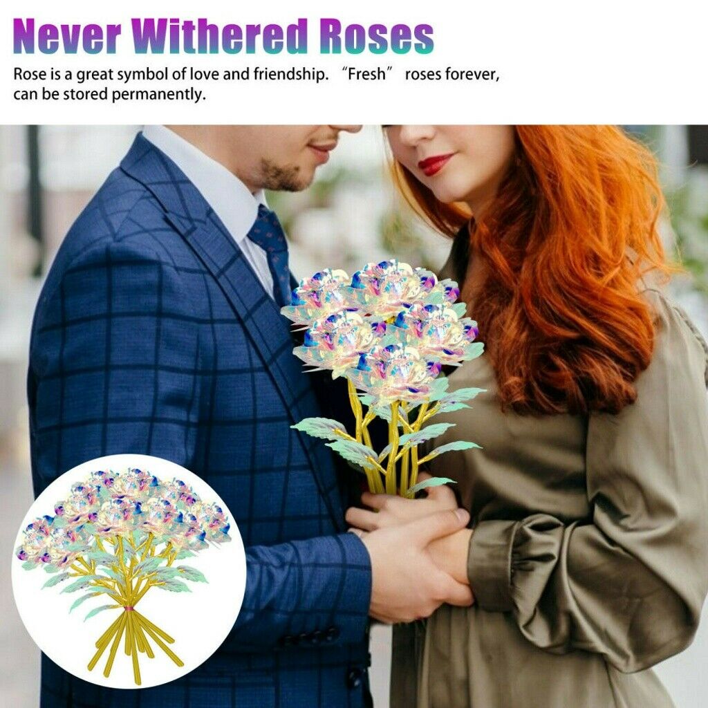 10PCS Galaxy Artificial Rose Flower Decor Valentines Mother's Simulation Gift