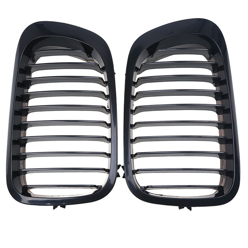 2x Front Kidney Grill Grille Gloss Black For BMW 3-Series E46 M3 Coupe 2000-2007