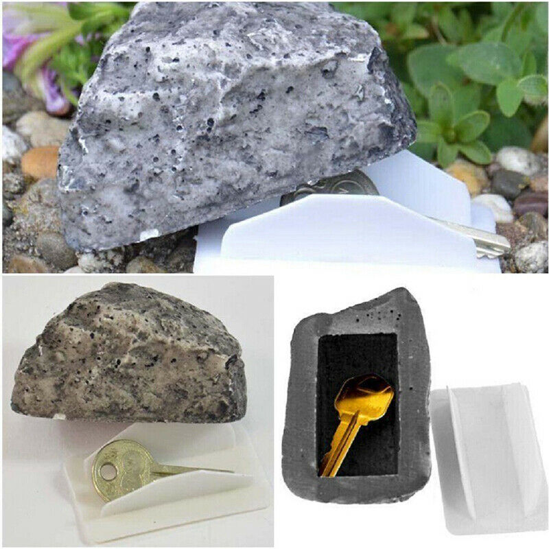 Outdoor Spare Key House Safe Hidden Hide Storage Security Rock Stone Case  JD