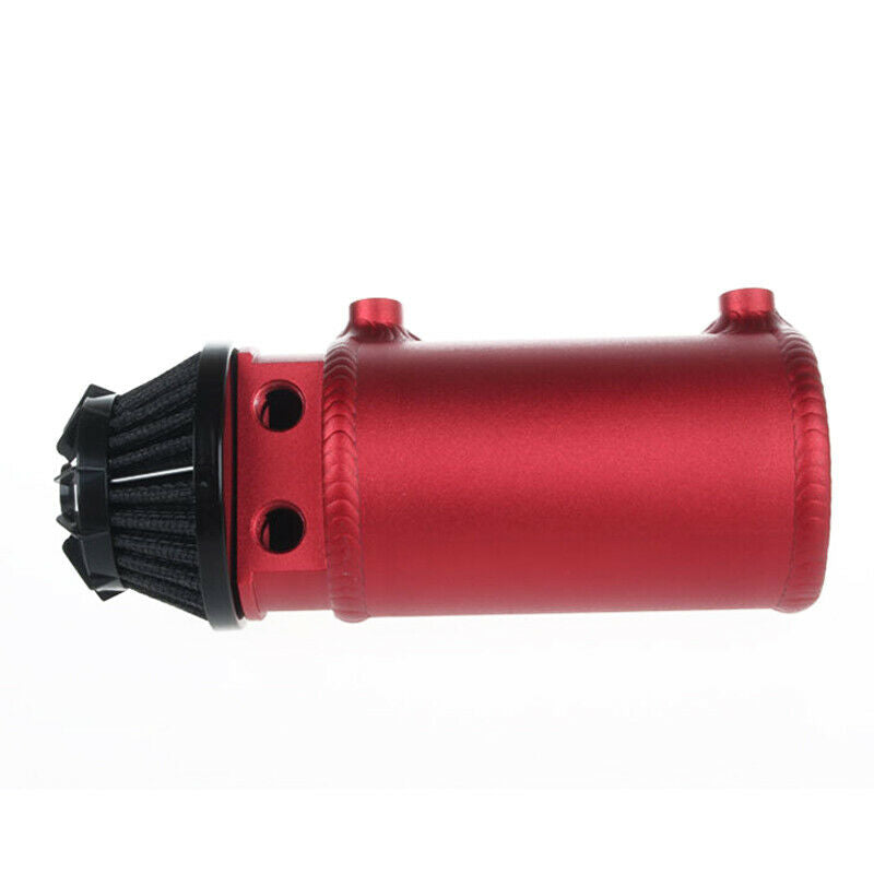 Aluminum Alloy Car Oil Catch Can 2-Port Tank Reservoir w/ Filter Protect Engine