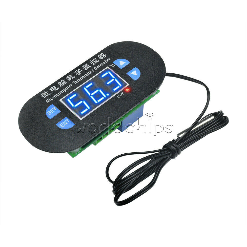 Blue LED W1308 12V Digital Thermostat Temperature Alarm Controller Sensor Meter
