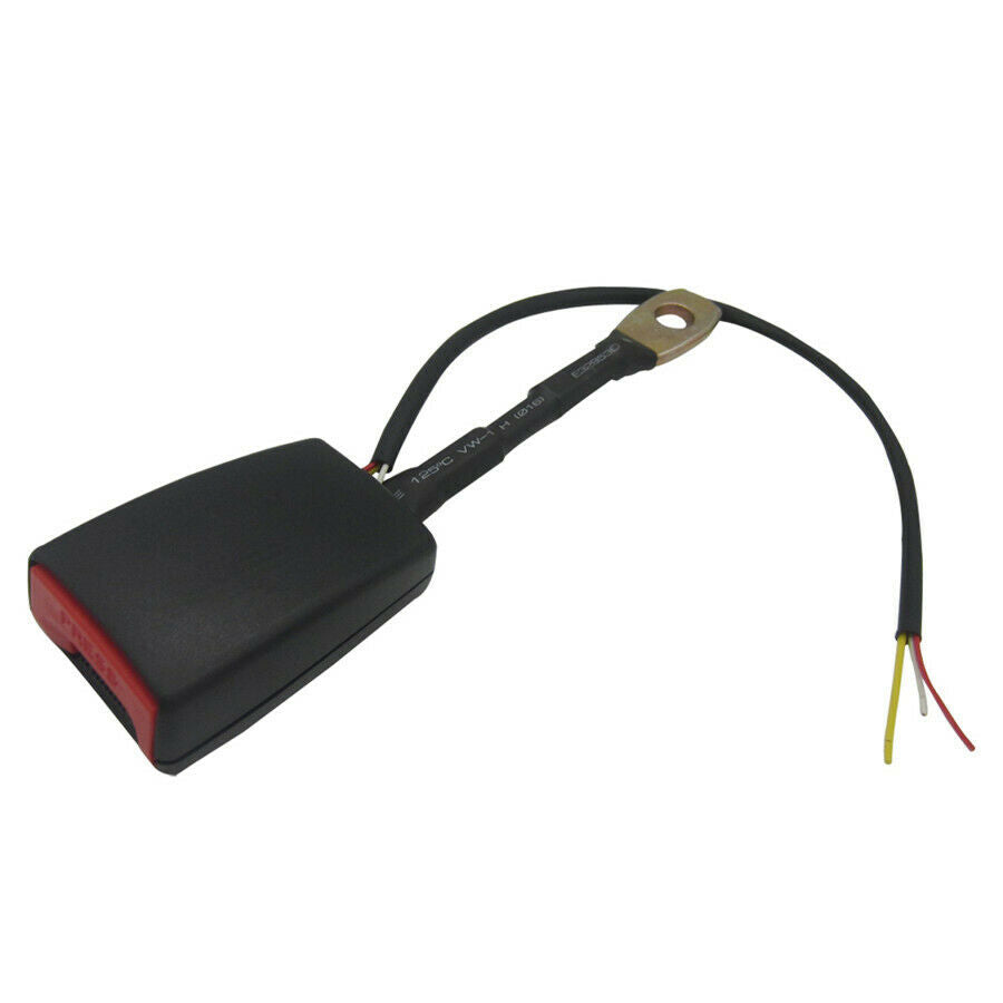 7/8'' Car SUV Front Seat Belt Buckle Socket Plug Connector & Wire Warning Cable