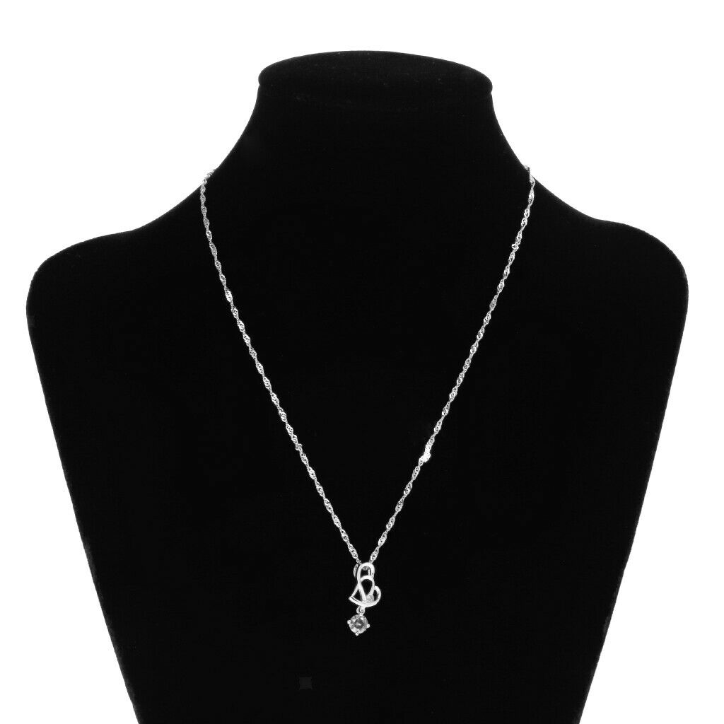 Fashion Women Crystal Rhinestone Double Love Heart Chain Jewelry White