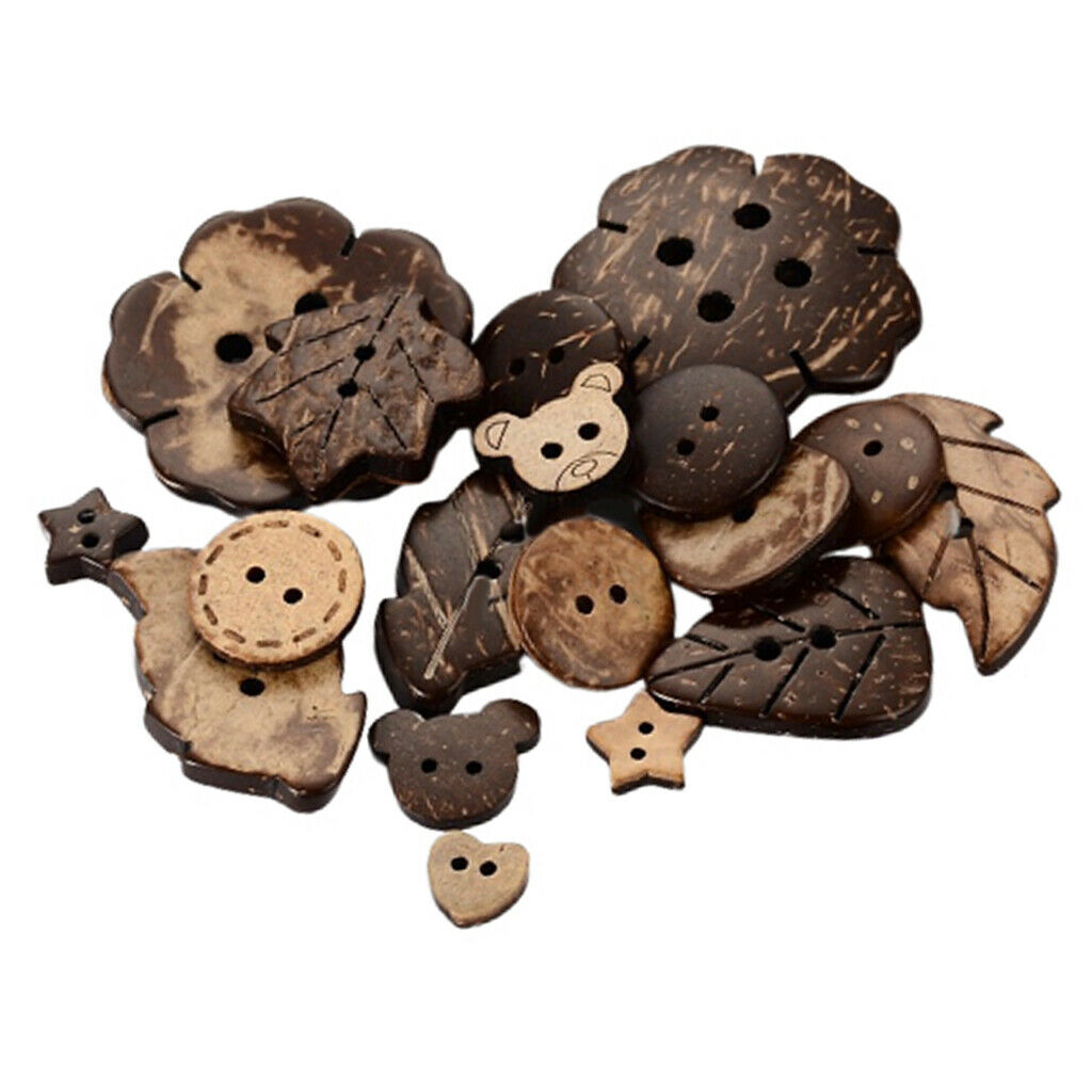 100x Coconut Shell Wood Button Wooden Sewing Decor 2/4 Holes Accessories Lot
