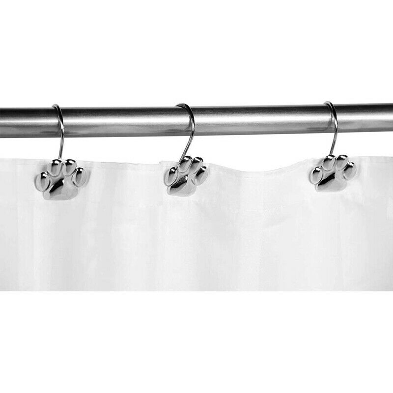 12Pcs Set Cat Footprint Decorative Shower Curtain Hooks Rust Proof s Hangers HI4
