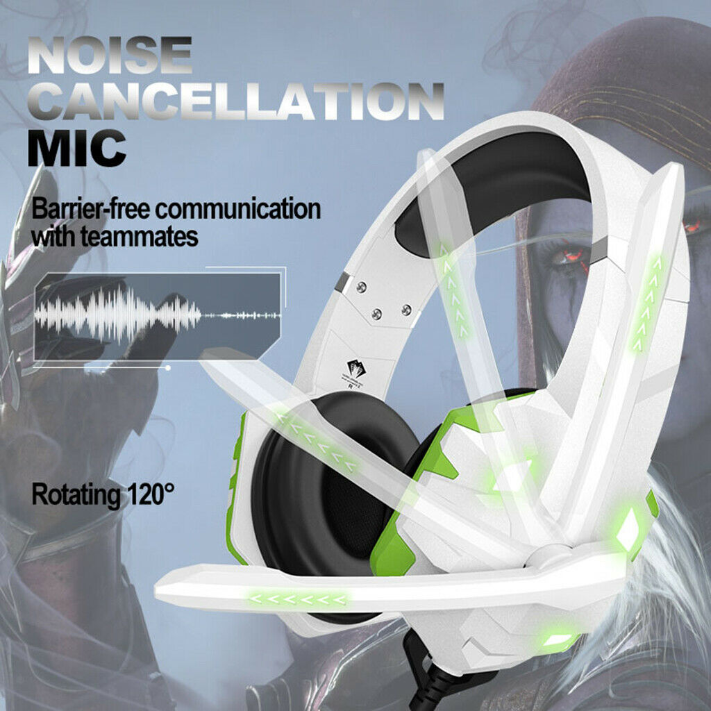 Gaming Headset Over Ear w/ Noise Isolation Mic Volume Control for One White
