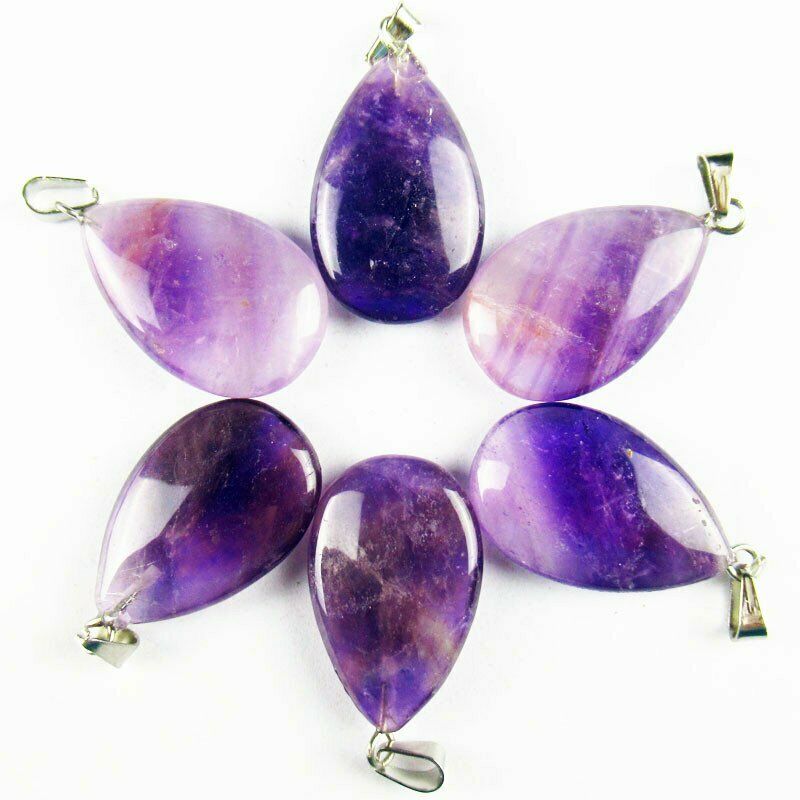 10pcs 27x16x6mm Natural Brazil Amethyst Teardrop 37g Pendant Bead A-140SK