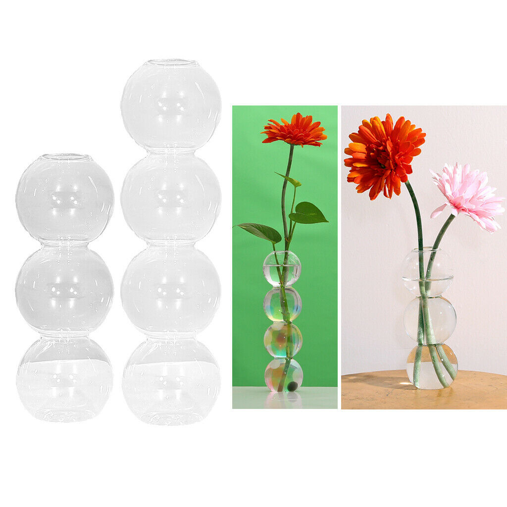 2Pcs Glass Flower Vase Hydroponics Grass Plant Planter Decorative Ornaments
